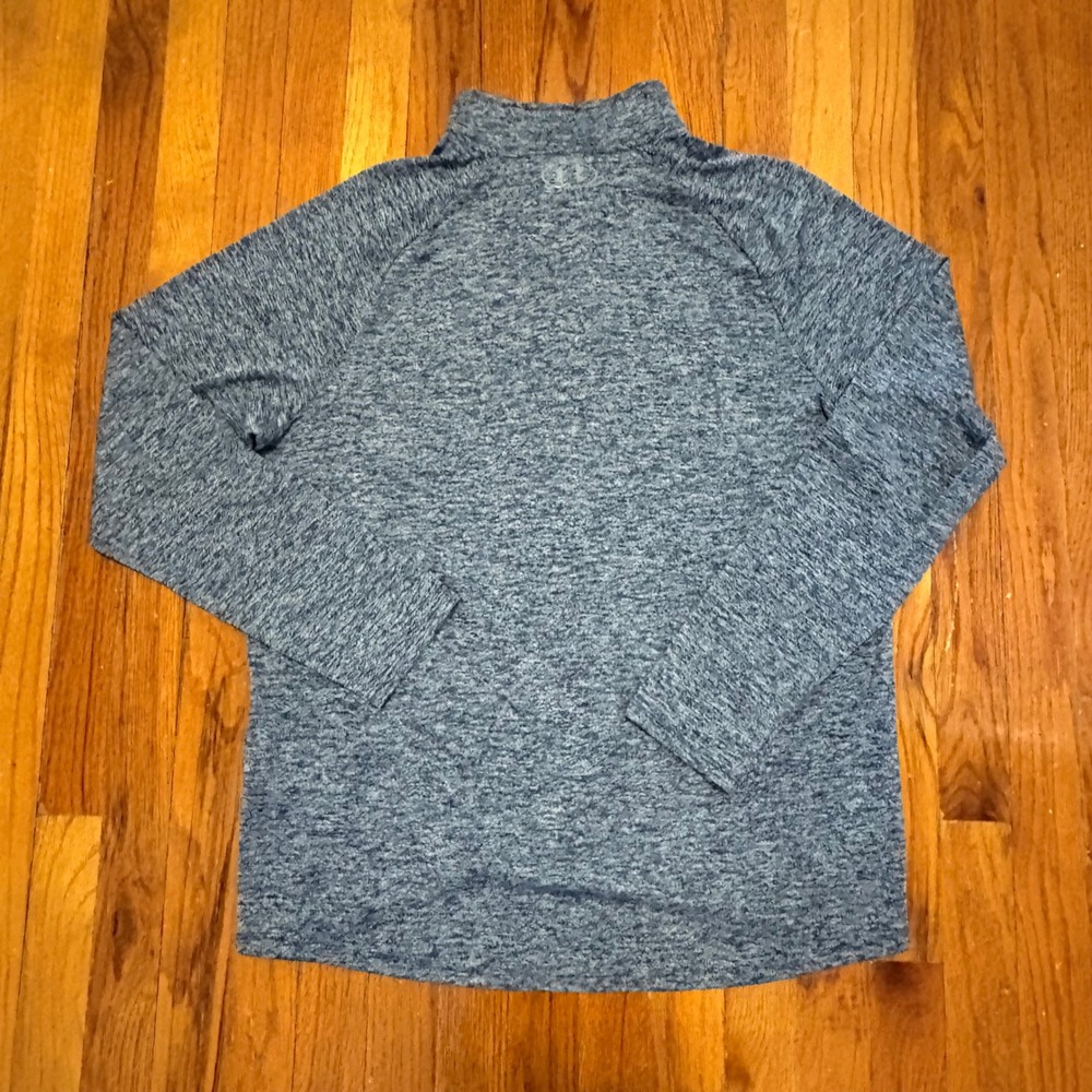 Under Armour Mens Large Quarter Zip Pullover Blue Heathered HeatGear Tech 2.0 - Picture 3 of 5